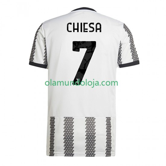 Camisola Juventus Chiesa 7 Homem Equipamento Primeiro 2022-2023 Manga Curta